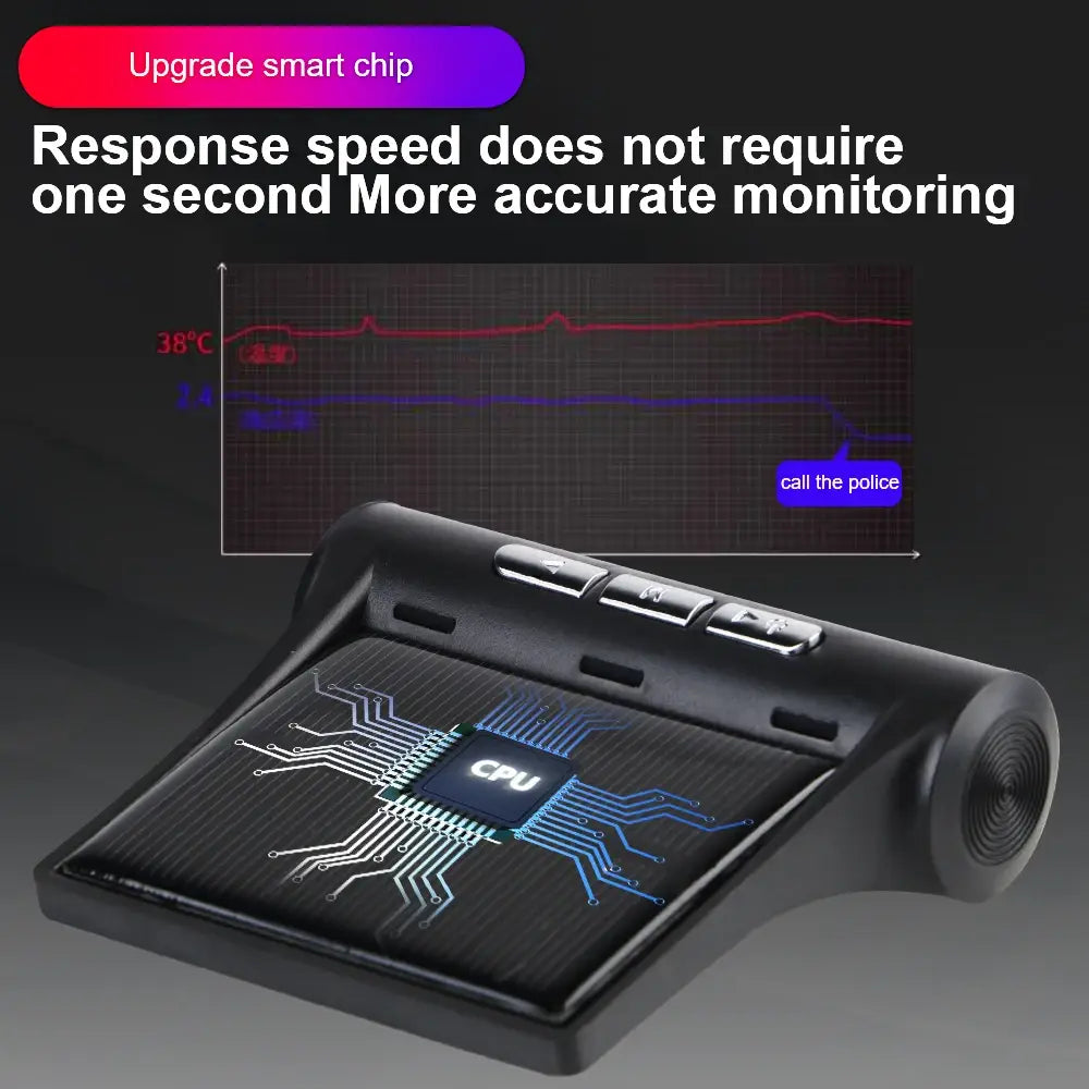 Black electronic device featuring a CPU graphic for Tire Pressure Monitoring System.