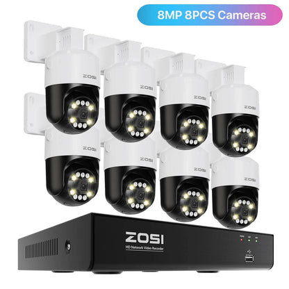 ZOSI 8MP PTZ PoE CCTV Security Camera System AI Face Person Vehicle Detect 4K 8CH Expand 16CH NVR Video Surveillance IP Cam - Estalios