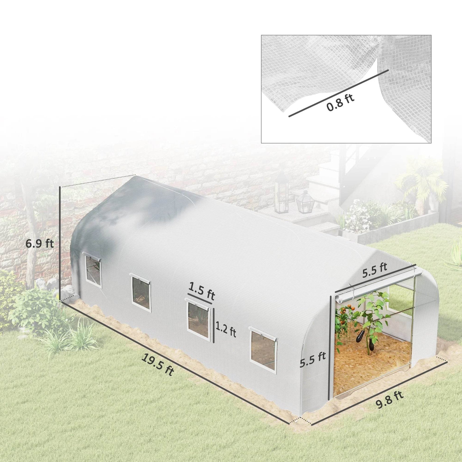 20' X 10' X 7' Greenhouse Large Walk-In Gardening White - Estalios