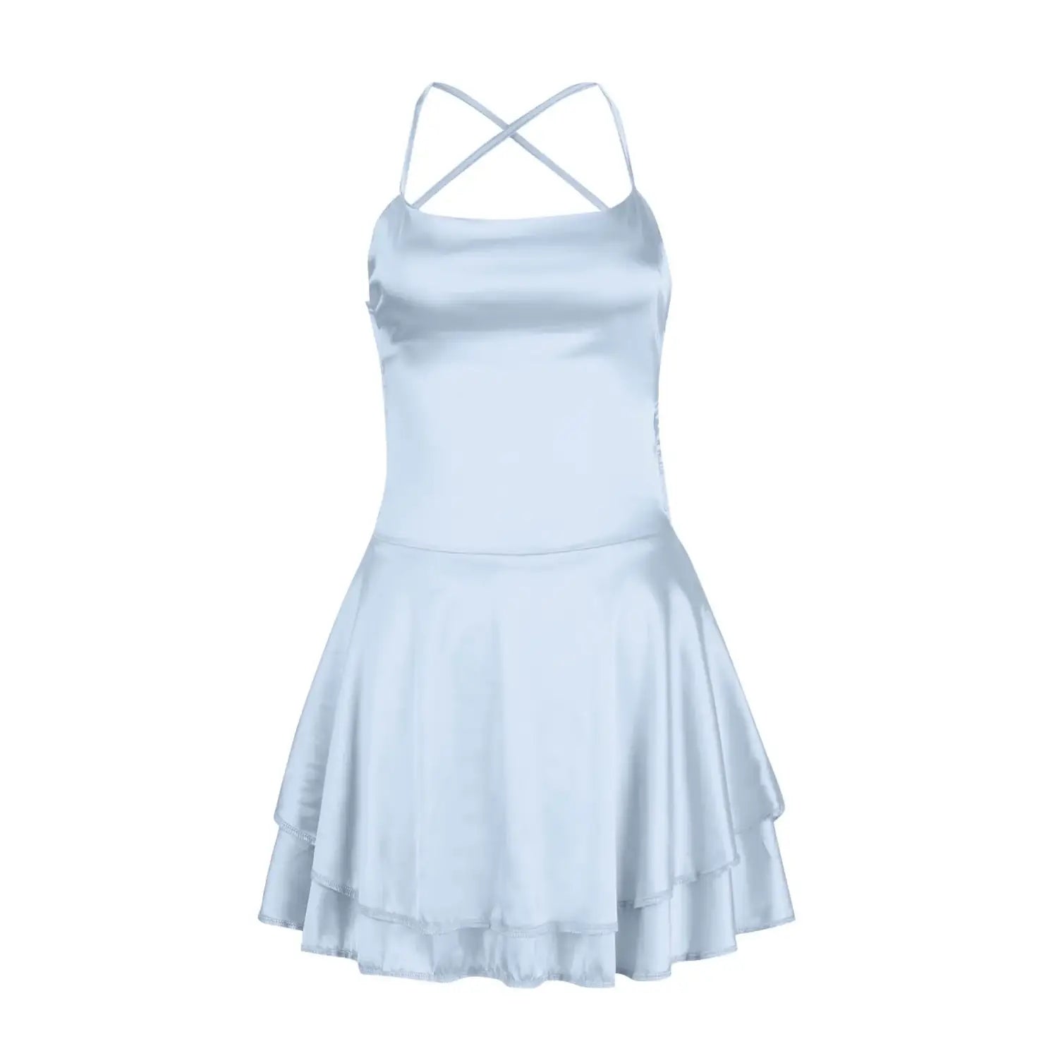 Elegante minivestido de fiesta de satén de seda con espalda descubierta para mujer