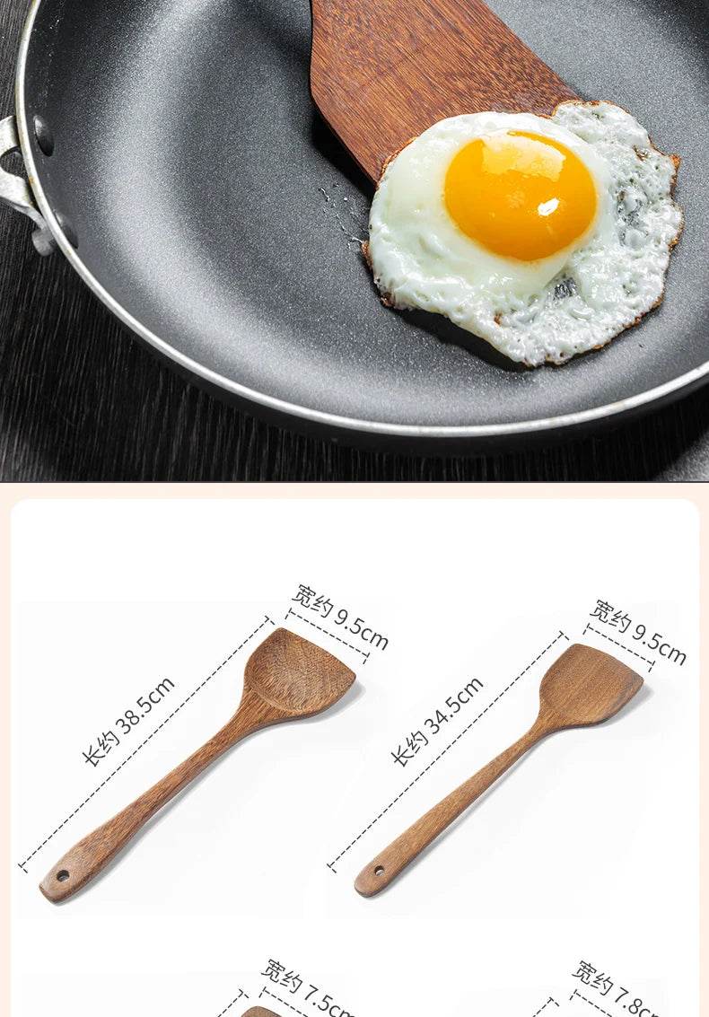 Kitchen Utensils Set Non-Stick Wooden Handle Cooking Tools - Estalios