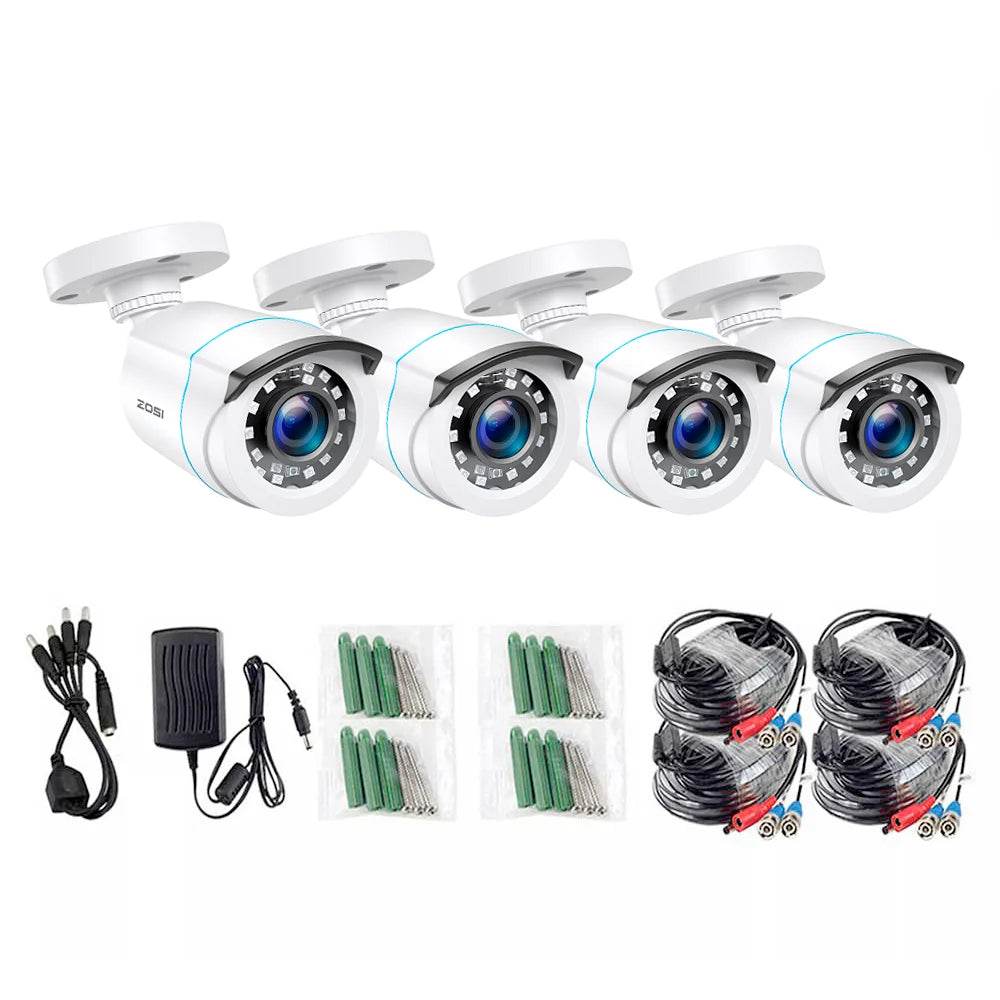 ZOSI 1080P 4 Pack HD TVI Security Cameras Outdoor Indoor Weatherproof Bullet Surveillance Camera for Analog CCTV DVR System - Estalios