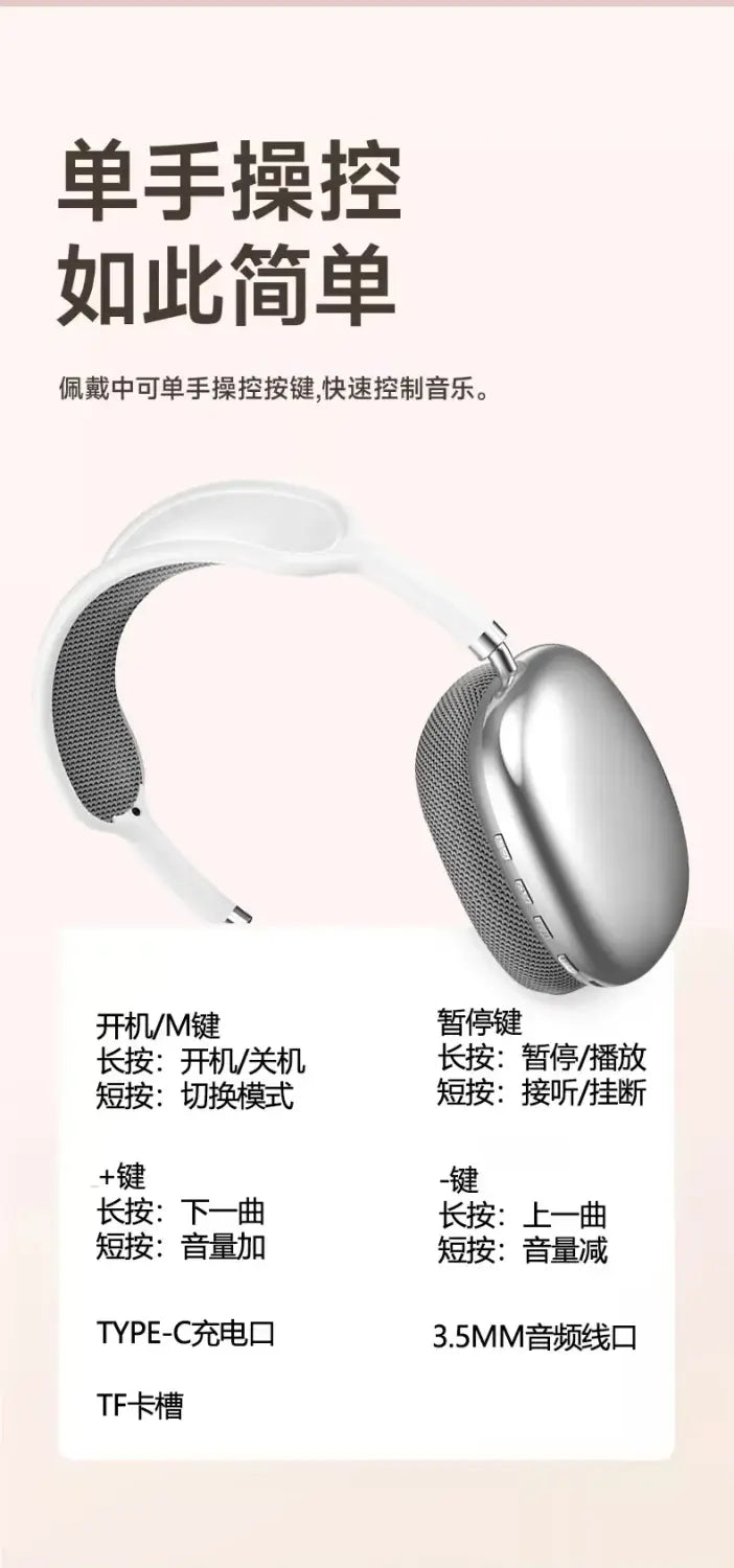 P9Promax Headset Wireless Bluetooth Stereo Headset Lead Cotton Type-C Charging Factory Direct