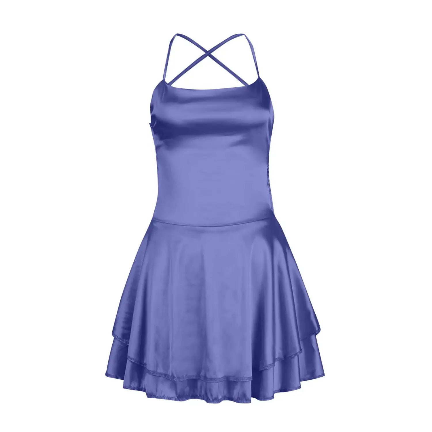 Elegante minivestido de fiesta de satén de seda con espalda descubierta para mujer