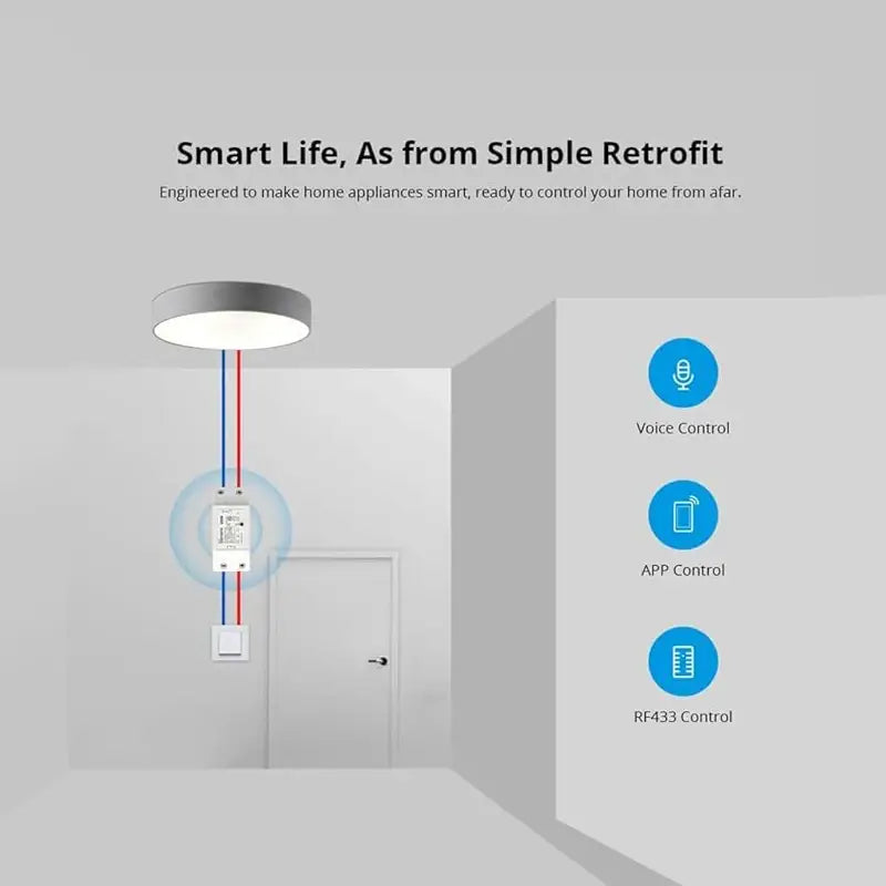 Tuya R2 Smart WiFi Wireless Light Switch DIY Module Smart Home Automation Works with Amazon Alexa & Google Home Works