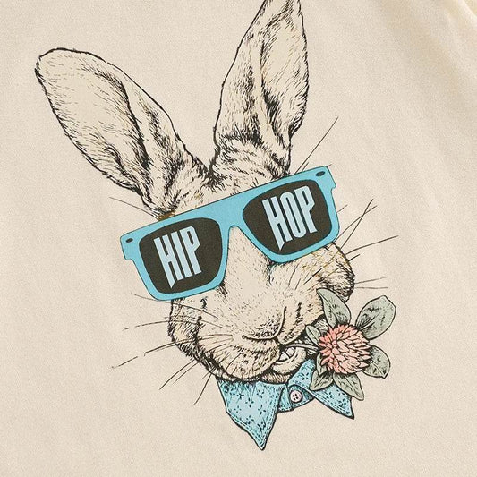 Adorable Toddler Boys Easter Outfits with Bunny Print Round Neck Short Sleeve T-Shirts and Elastic Waist Shorts - 2 Piece - Estalios