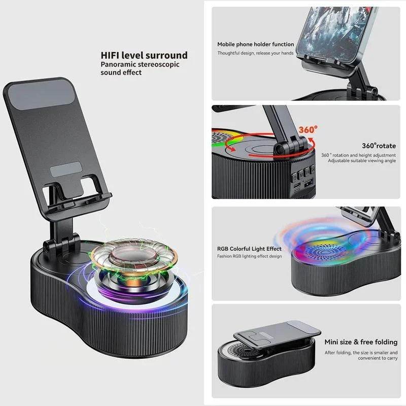 360° Rotatable Adjustable Phone Holder Wireless Speaker - Estalios