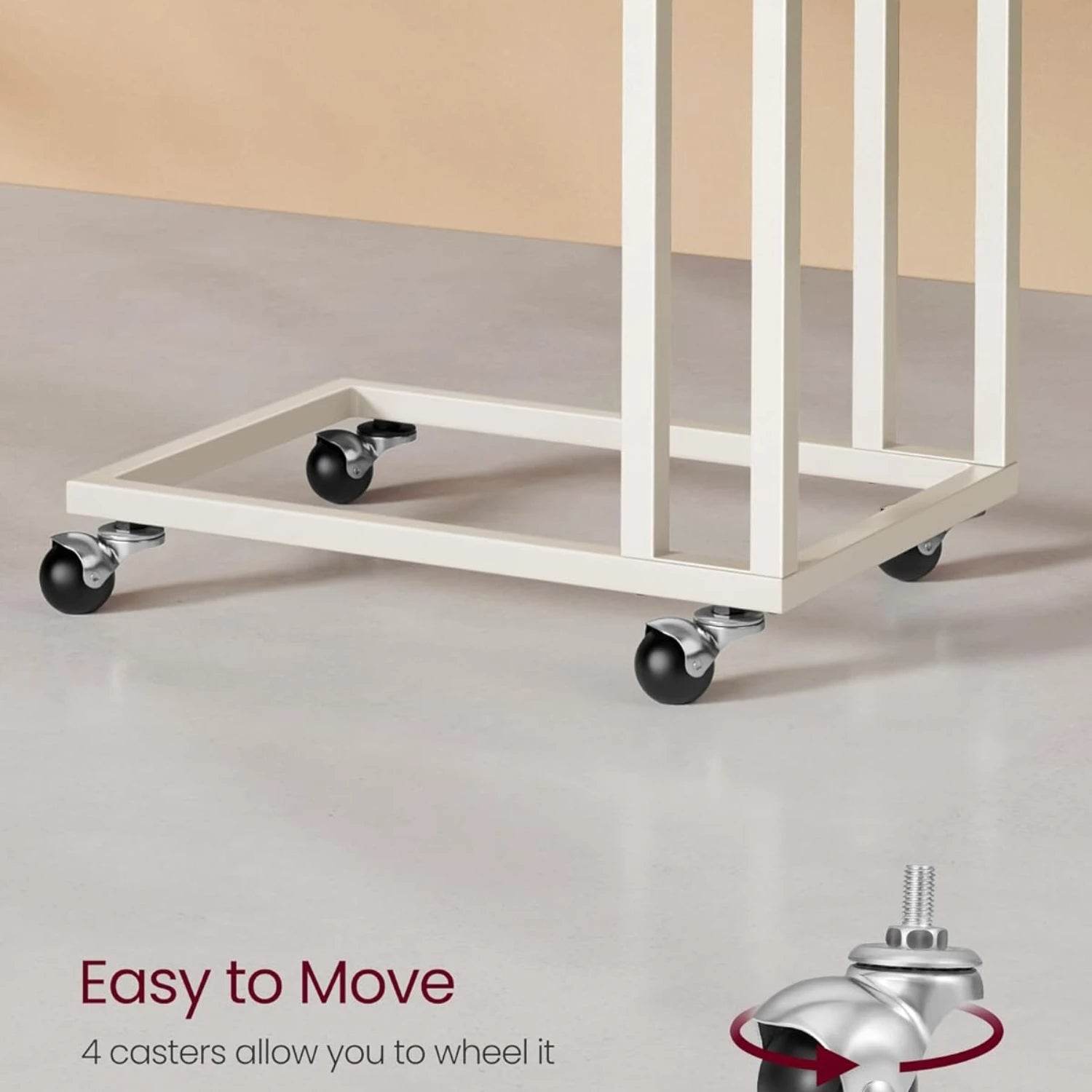 Coffee Laptop Mobile Tablet, Industrial Side Table on Wheels - Estalios