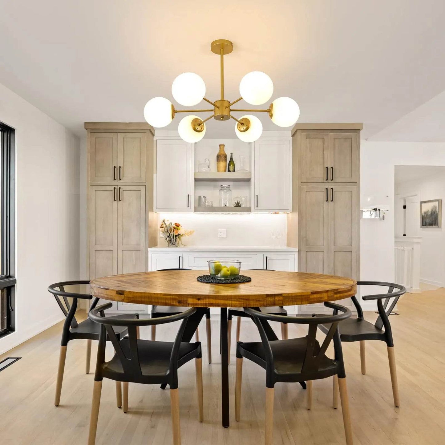 Modern Gold Globe Sputnik Chandelier with Glass Shades - Estalios