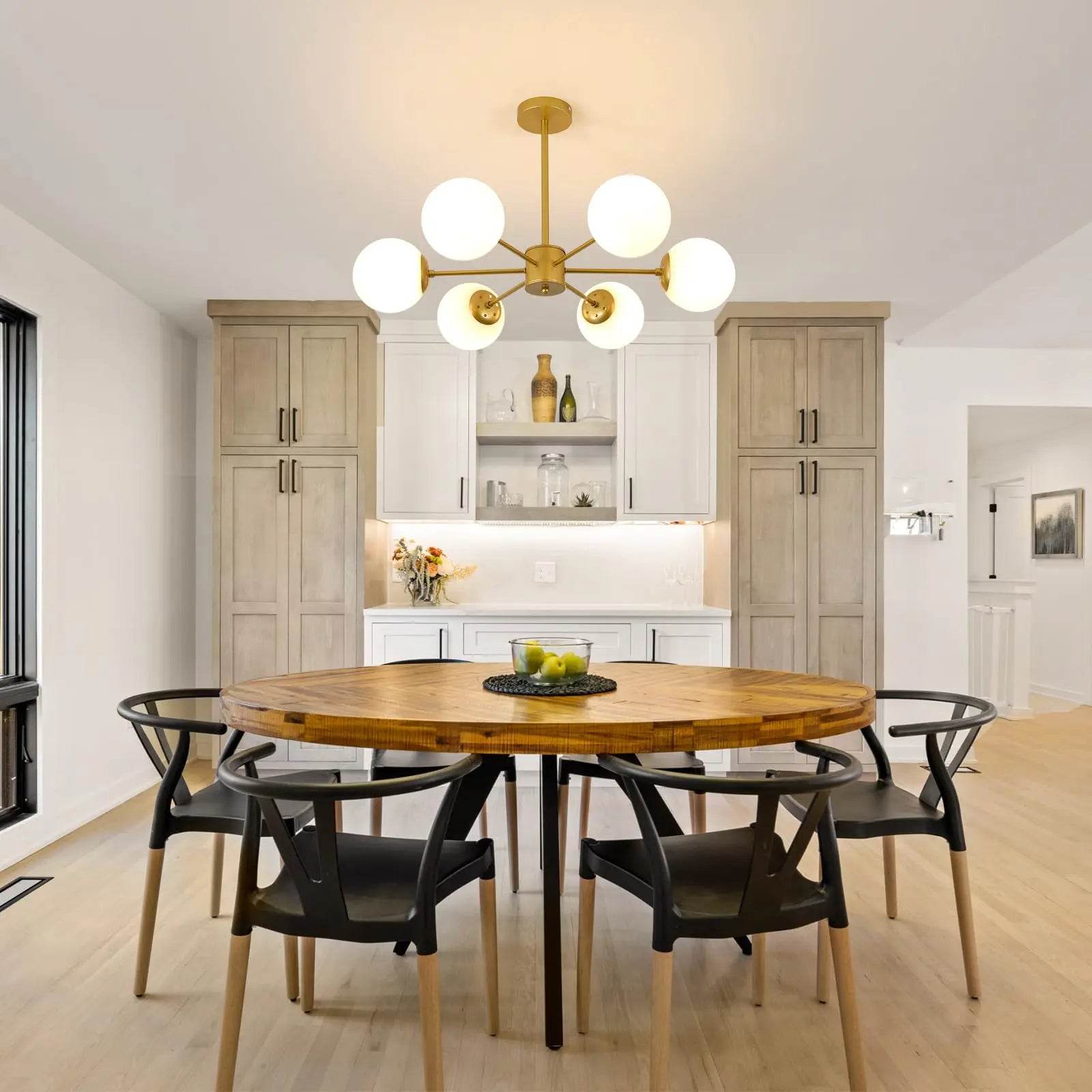 Modern Gold Globe Sputnik Chandelier with Glass Shades - Estalios