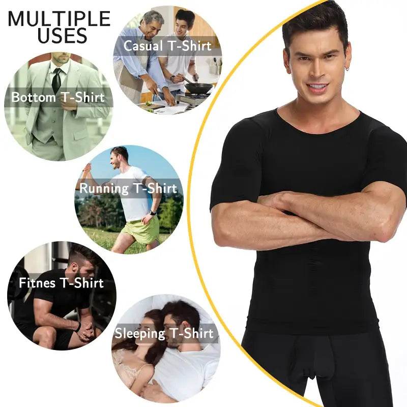 Camiseta moldeadora de pérdida de peso para hombre, camiseta de compresión adelgazante
