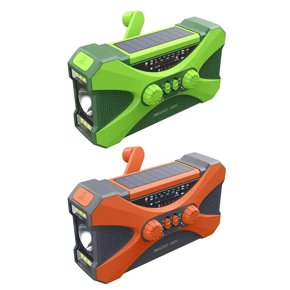 12000mAh Hand Crank Solar Power Radio Portable AM/FM/NOAA Weather Radio with LED Flashlight Power Bank Outdoor