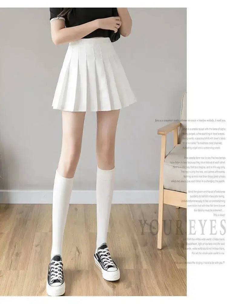 2024 White Women Pleated Skirts Summer High Waist Zipper Girls Dancing JK Mini Skirts Black Fashion Student A Line