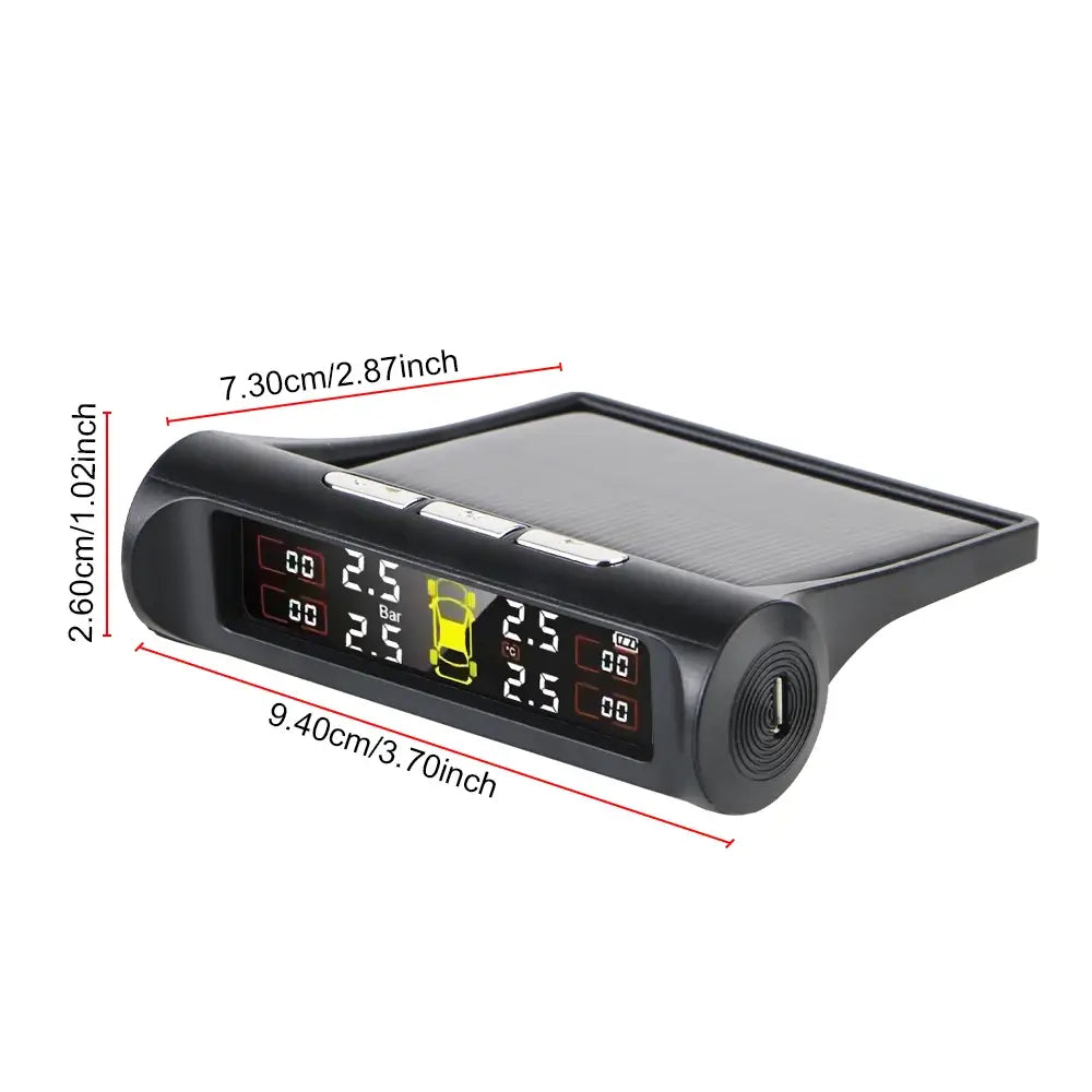 Solar Tire Pressure Monitoring System with digital display and 4 external sensors