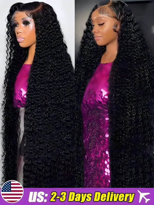 250 Density 13x6 13x7 HD Transparent Lace Frontal Wig 30 40 Inch Deep Wave 6x6 Closure Glueless Wig Human Hair 13x4 Curly Wigs - Estalios