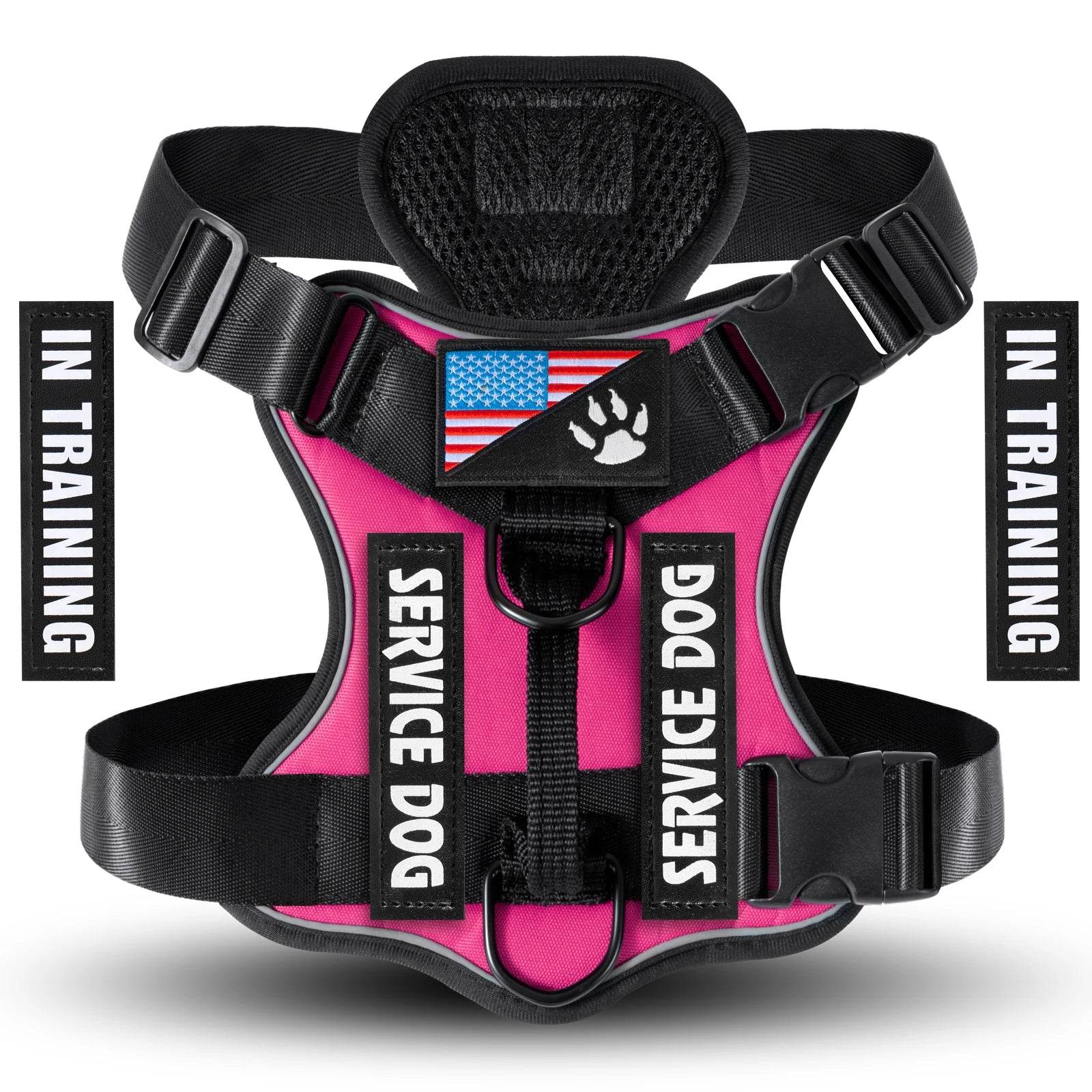 Reflective Service Dog Harness with 5 Patches, Adjustable - Estalios