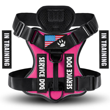 Reflective Service Dog Harness with 5 Patches, Adjustable - Estalios