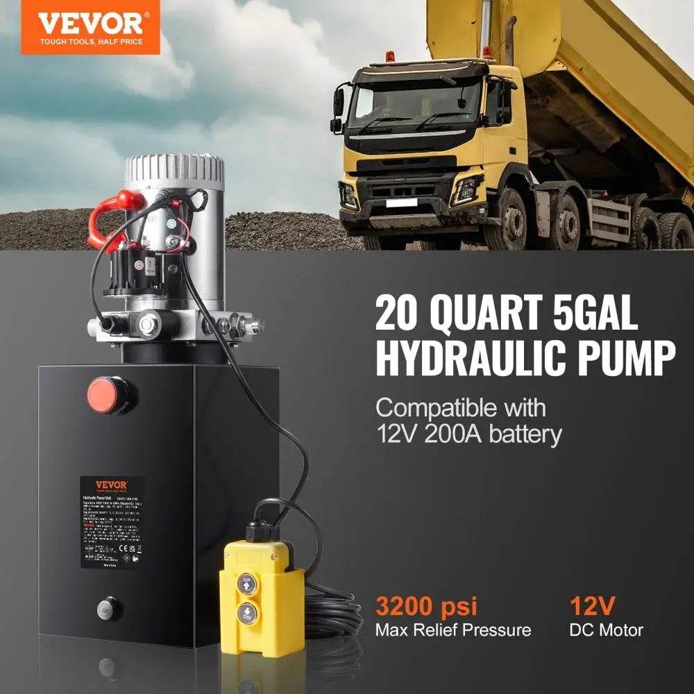 Hydraulic Pump for Dump Trailer, 20 Quart, 3200 PSI - Estalios
