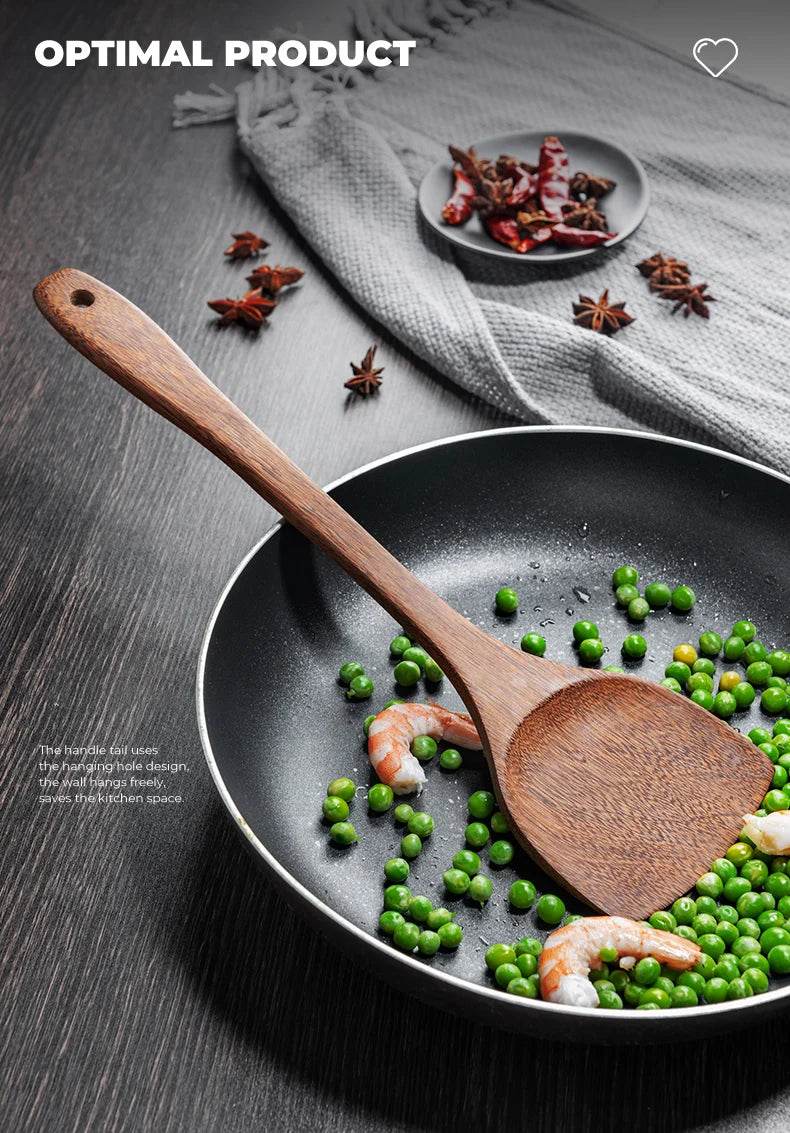 Kitchen Utensils Set Non-Stick Wooden Handle Cooking Tools - Estalios
