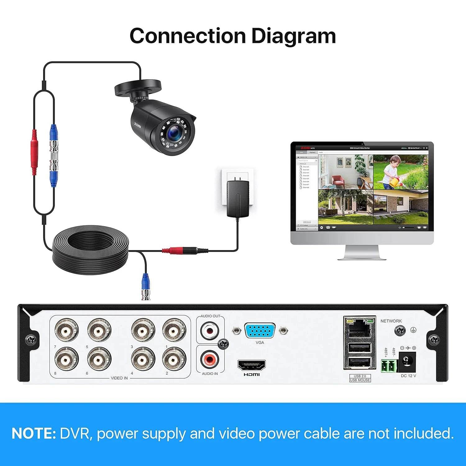 ZOSI 1080P 4 Pack HD TVI Security Cameras Outdoor Indoor Weatherproof Bullet Surveillance Camera for Analog CCTV DVR System - Estalios