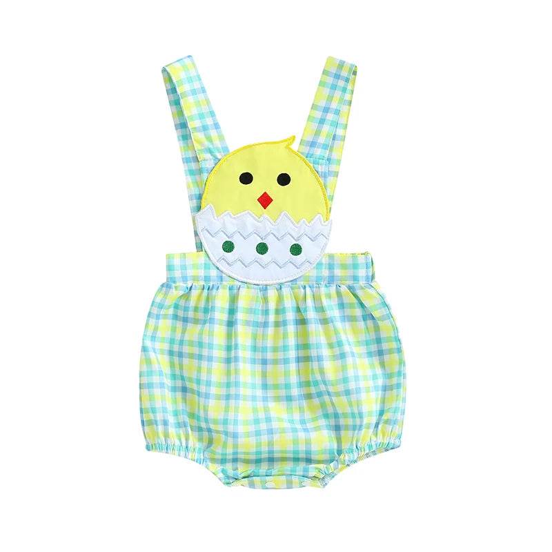 Easter Bunny Jumpsuit with Floral Embroidery and Ruffle Trim for Infant Girls and Boys - Adorable Spring Romper for Babies - Estalios
