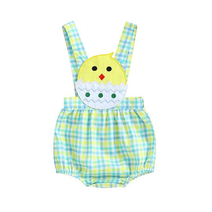 Easter Bunny Jumpsuit with Floral Embroidery and Ruffle Trim for Infant Girls and Boys - Adorable Spring Romper for Babies - Estalios