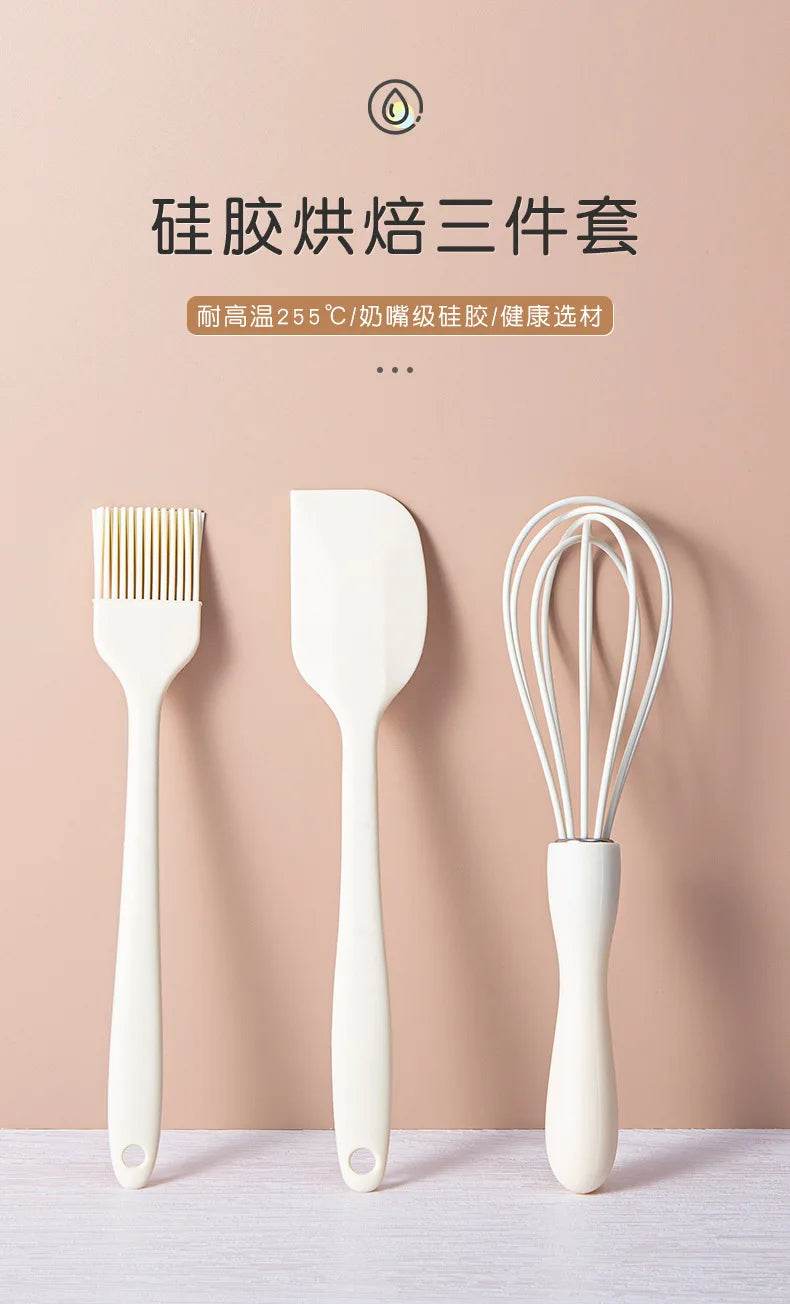 Silicone Baking Set with Spatula, Whisk, and Brush - Estalios