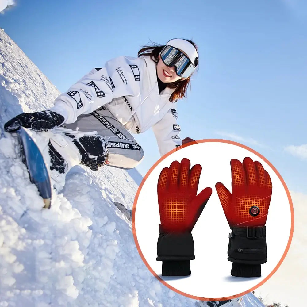 Calentador de manos eléctrico recargable de CC con 3 niveles de calor, guantes calefactables para motocicleta, pantalla táctil, invierno