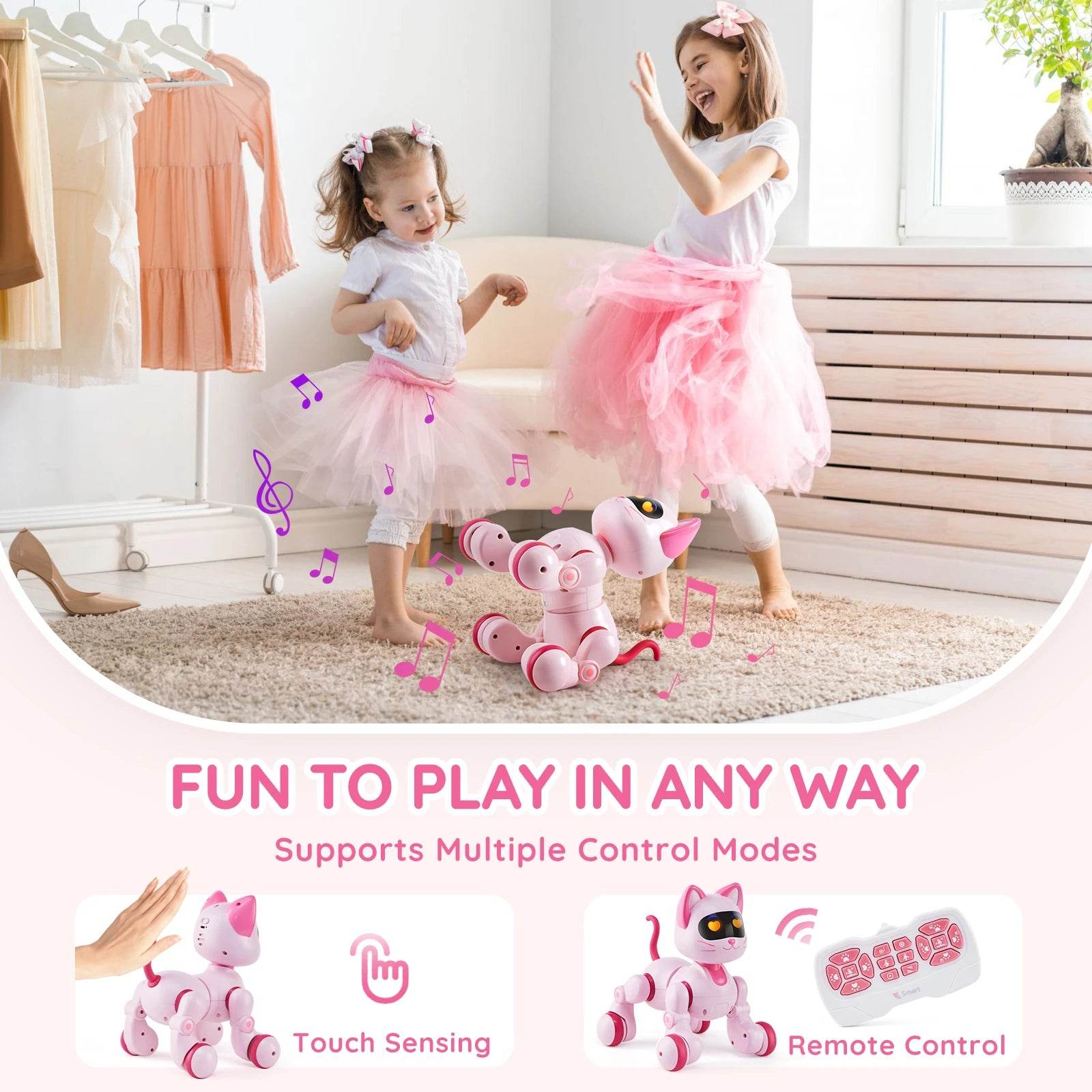 VEVOR Intelligent Remote Control Robot Cat Electronic Stunt Voice Command Programmable Touch-sense Music Song Children's Toys - Estalios