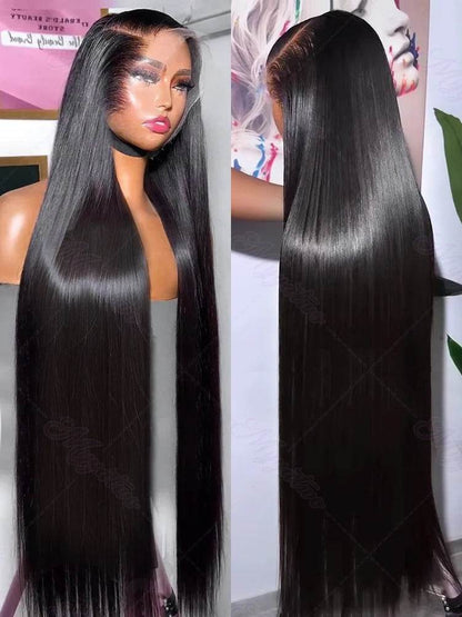 30 40 Inch Bone Straight Lace Front Wig 250 Density Human Hair - Estalios