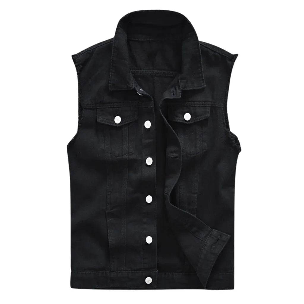 Men's New Fashion Sleeveless Denim Vest for Autumn Casual Wear - Estalios