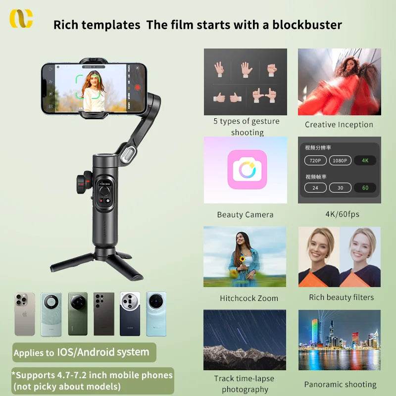 AOCHUAN Smart XE 3-Axis Handheld Gimbal for Stable Vlogging - Estalios