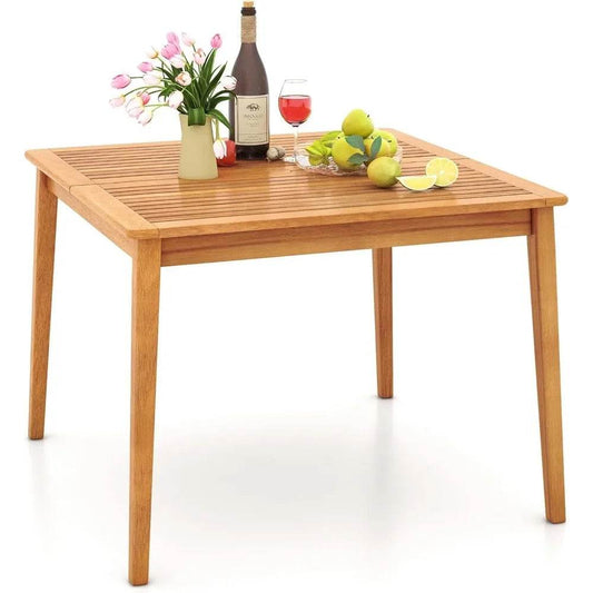 Outdoor Wood Dining Table with Umbrella Hole for Patio - Estalios