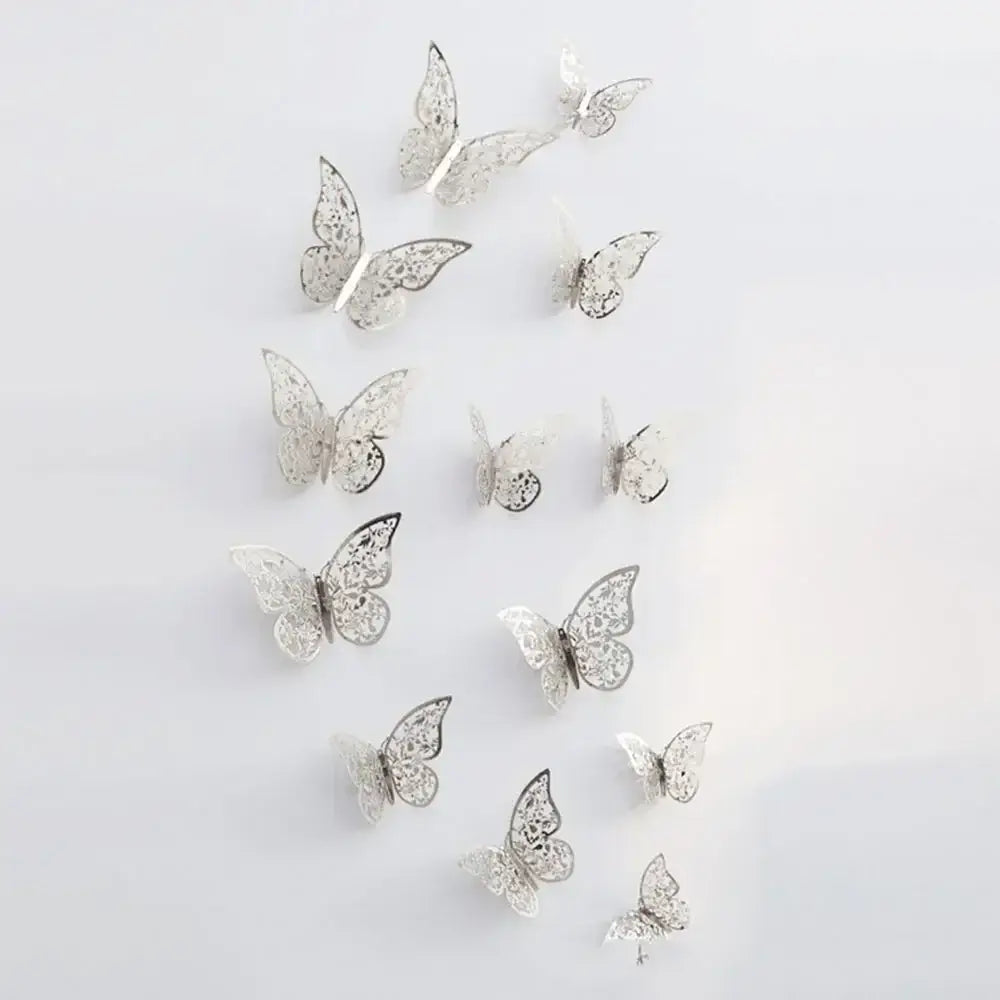 JJYY 12 pegatinas de pared de mariposas huecas 3D para decoración del hogar