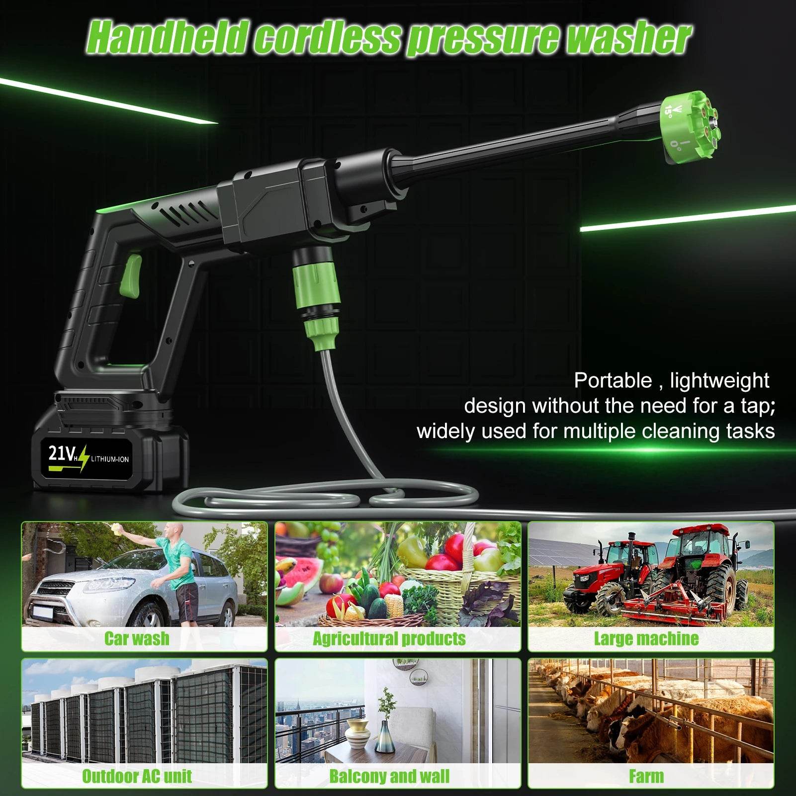 Brushless High Pressure Car Washer Gun 6 IN 1 Cordless Spray - Estalios