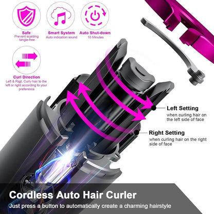 Automatic Wireless Hair Curler USB Rechargeable Adjustable - Estalios
