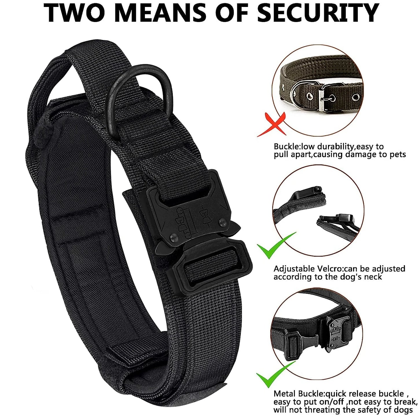 Tactical Dog Collar with Control Handle and Heavy Buckle