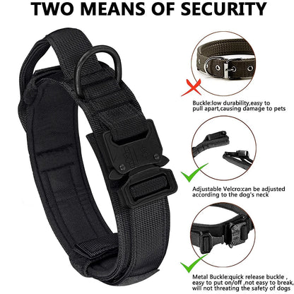 Tactical Dog Collar with Control Handle and Heavy Buckle