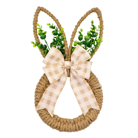 Handicrafts Spring Bunny Wreath For Spring And Easter Front Door Wall Window Decor Decorated With Bow And Green Advent Wreath - Estalios