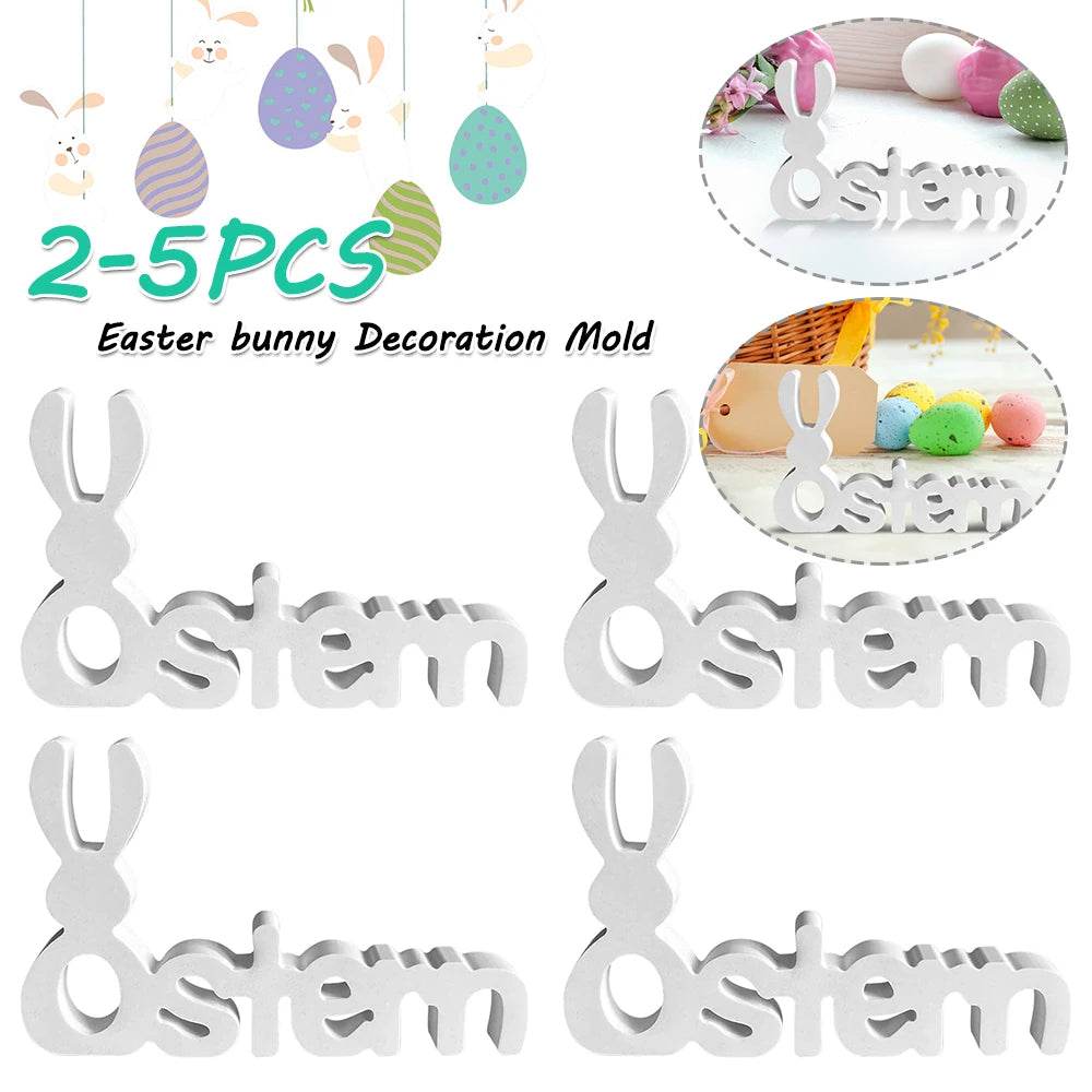 2-5PCS Easter Bunny Decoration Mold Reusable Silicone Bunny Mold Alphabet Silicone Mold for Concrete Gypsum Resin Casting - Estalios