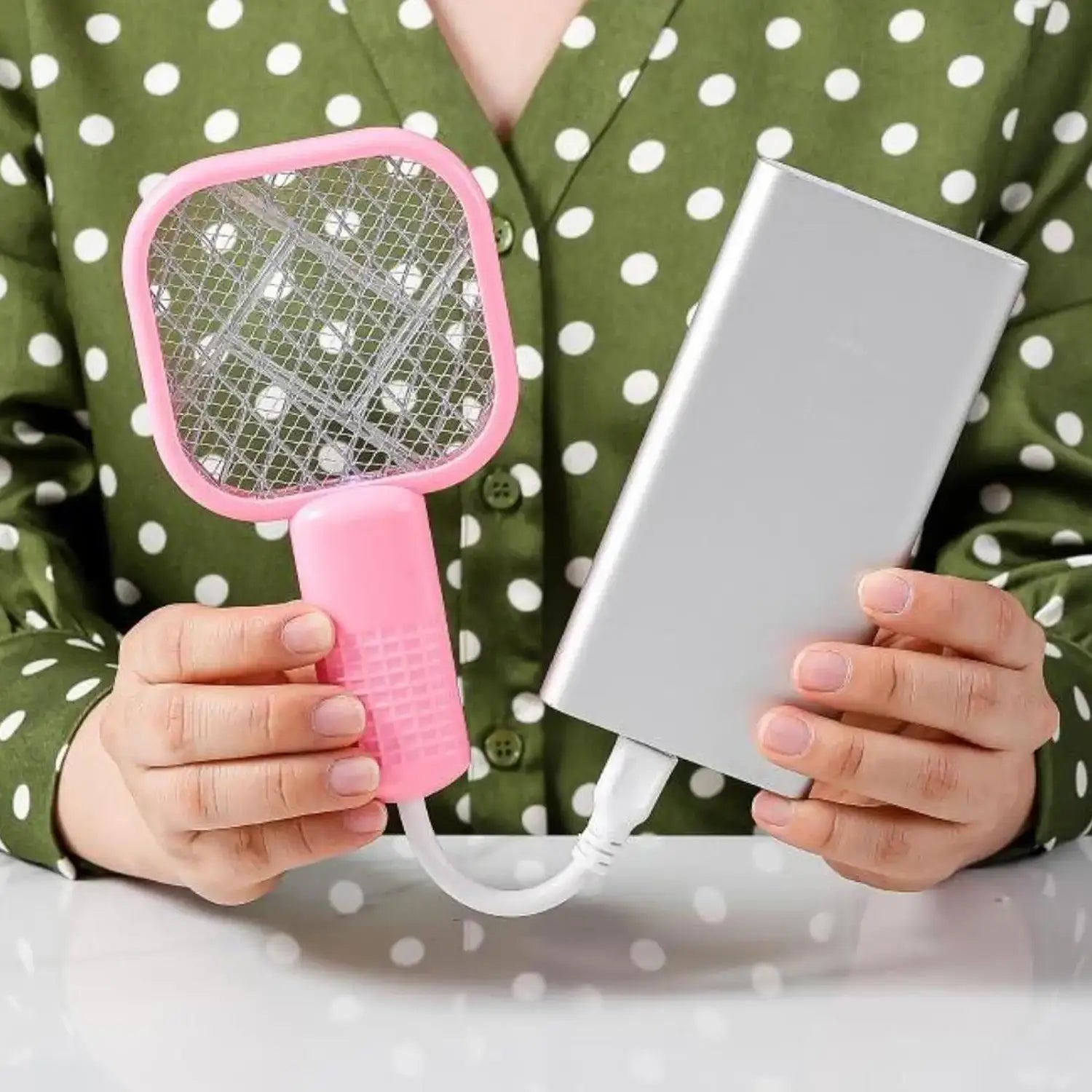 Compact USB Electric Mosquito Swatter with 5-Layer Security Net for Home and Camping