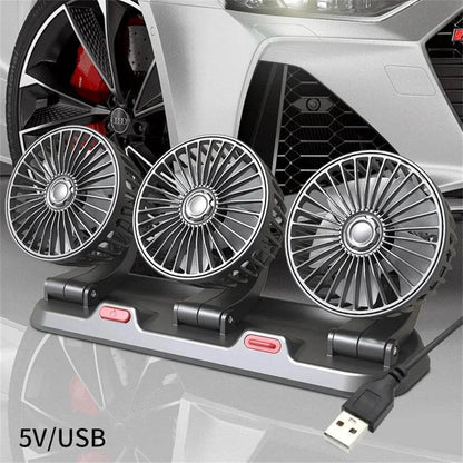 360° Adjustable Car Fan 3 Heads Electric USB 12V/24V - Estalios
