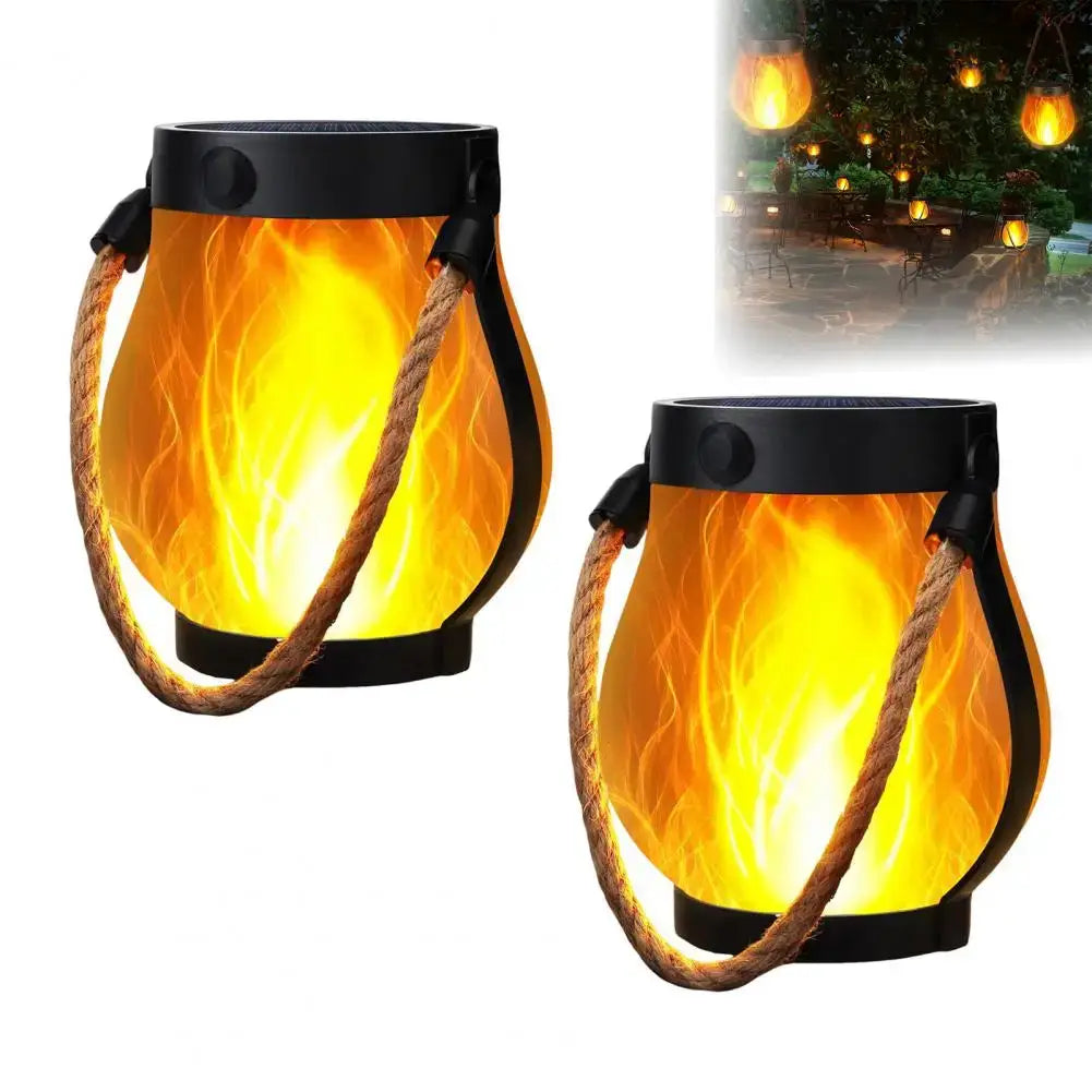 Solar Lantern Lights Waterproof Flickering Flame Garden Light Decorative Solar Hanging Lantern With 2 Modes For Yard