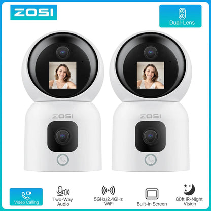 ZOSI Smart Baby Cams WiFi PTZ Auto Tracking AI 360° Panoramic Indoor Video Surveillance - Estalios
