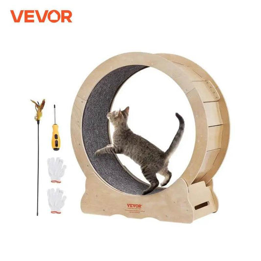 Cat Exercise Wheel Natural Wood Silent Running Treadmill - Estalios