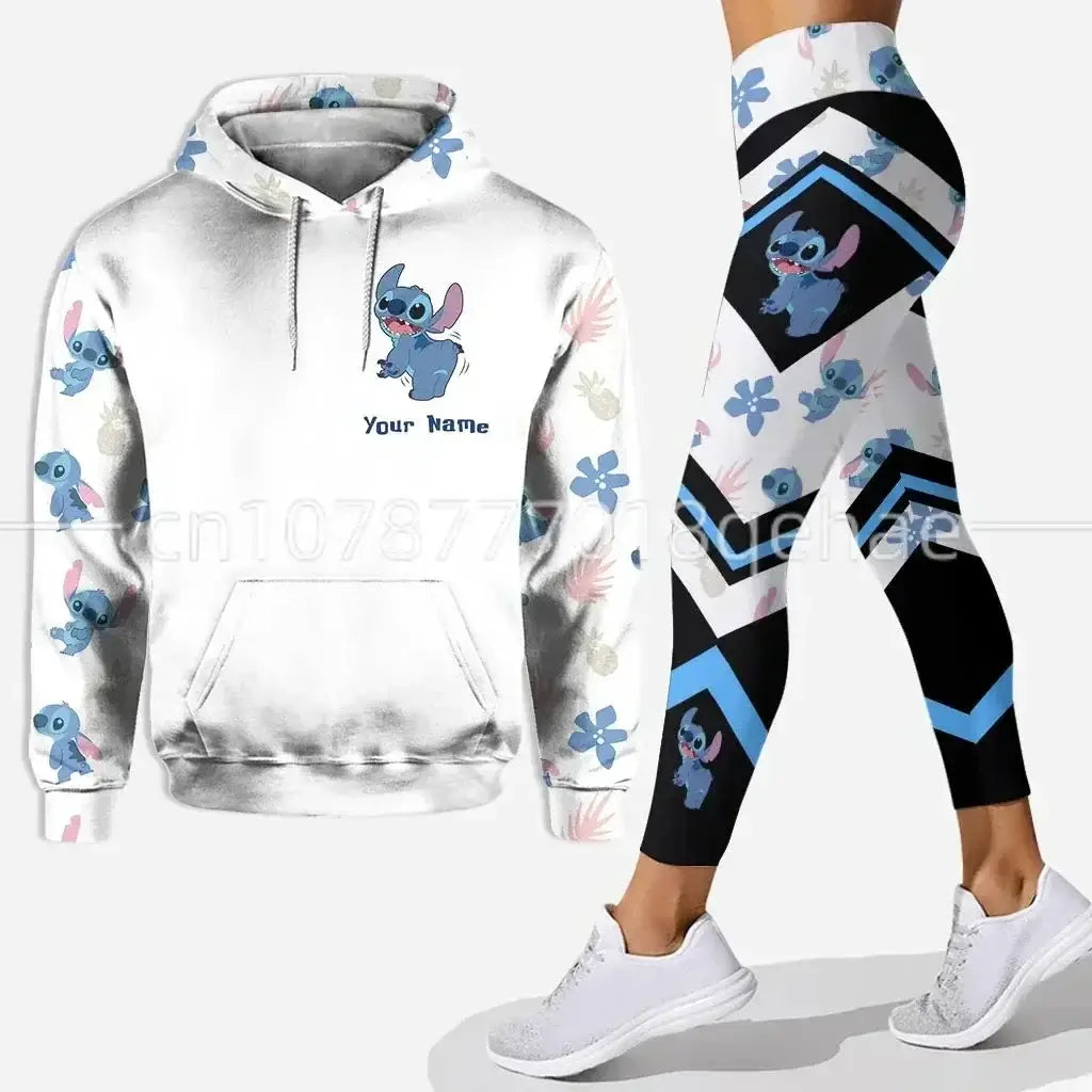 Disney Stitch and Angle 3D Hoodie and Leggings Women’s Set Yoga Pants Sports Yoga Hoodie Leggings Fashion Sportswear