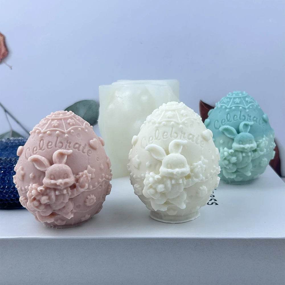 Easter Mold 3D Easter Bunny Egg Candle Silicone Mold Handmade DIY Easter Decorative Ornament Resin Mold Plaster Handicrafts - Estalios