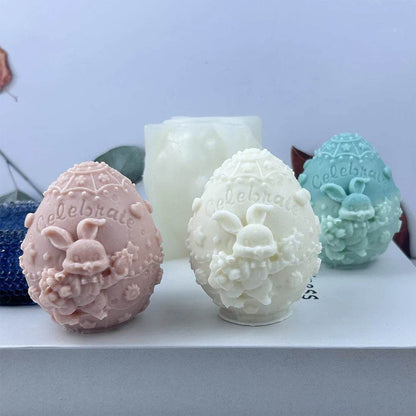 Easter Mold 3D Easter Bunny Egg Candle Silicone Mold Handmade DIY Easter Decorative Ornament Resin Mold Plaster Handicrafts - Estalios