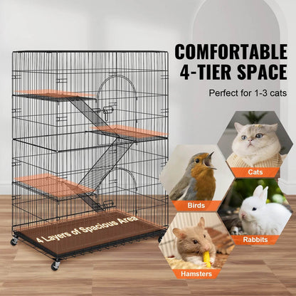 4 Tier Large Cat Playpen for Indoor Exercise and Play - Estalios