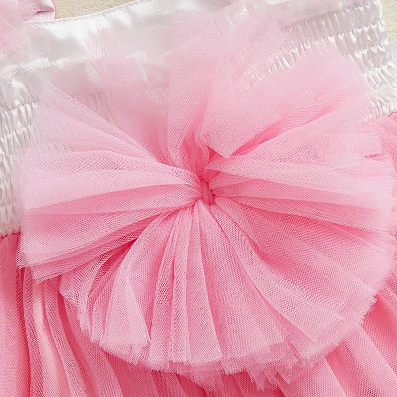 Adorable Baby Girls Easter Outfit Sleeveless Bunny Print Suspender Dress with Tulle Skirt for Spring and Summer Celebrations - Estalios